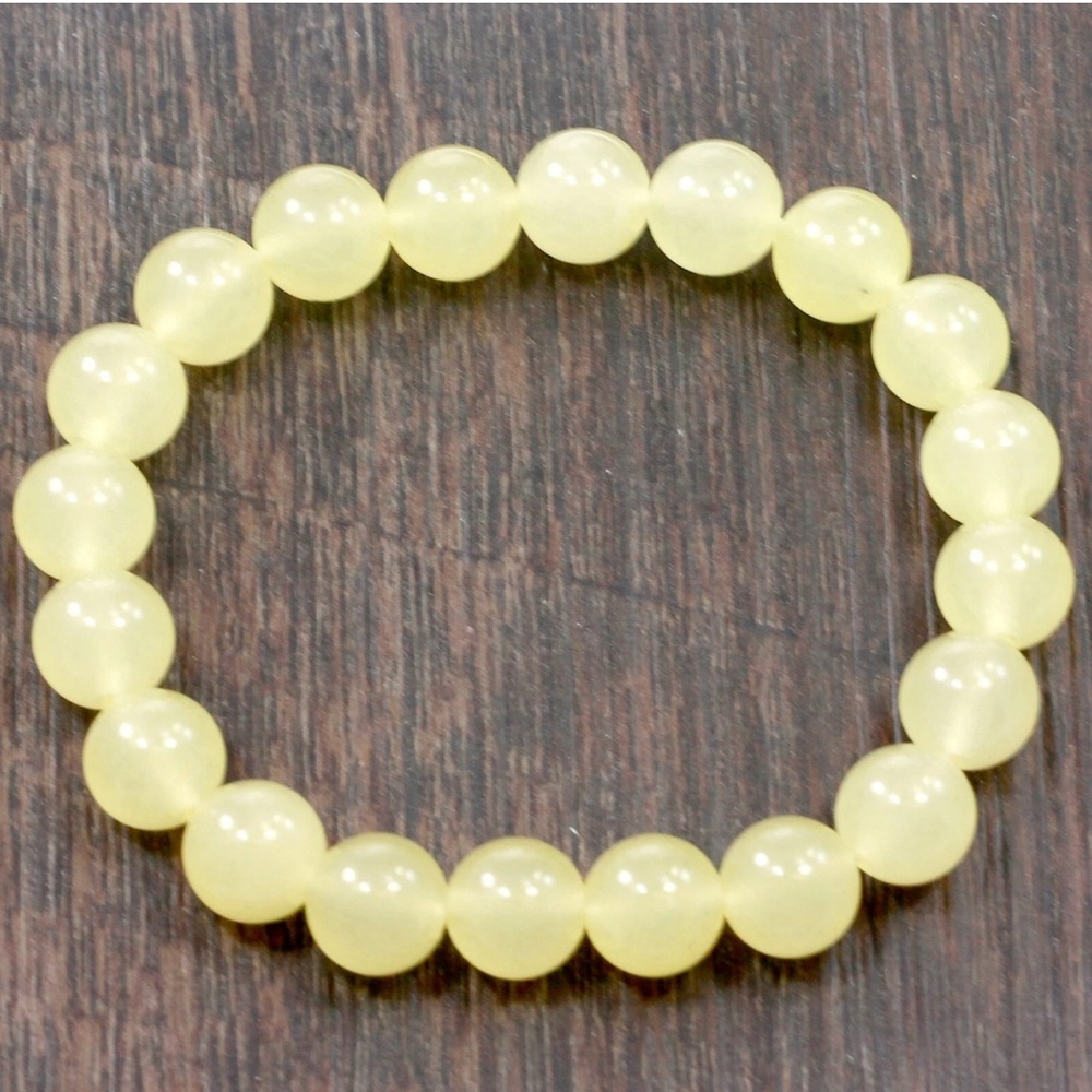 Yellow Jade Natural Gemstone 10MM Beaded Bracelet